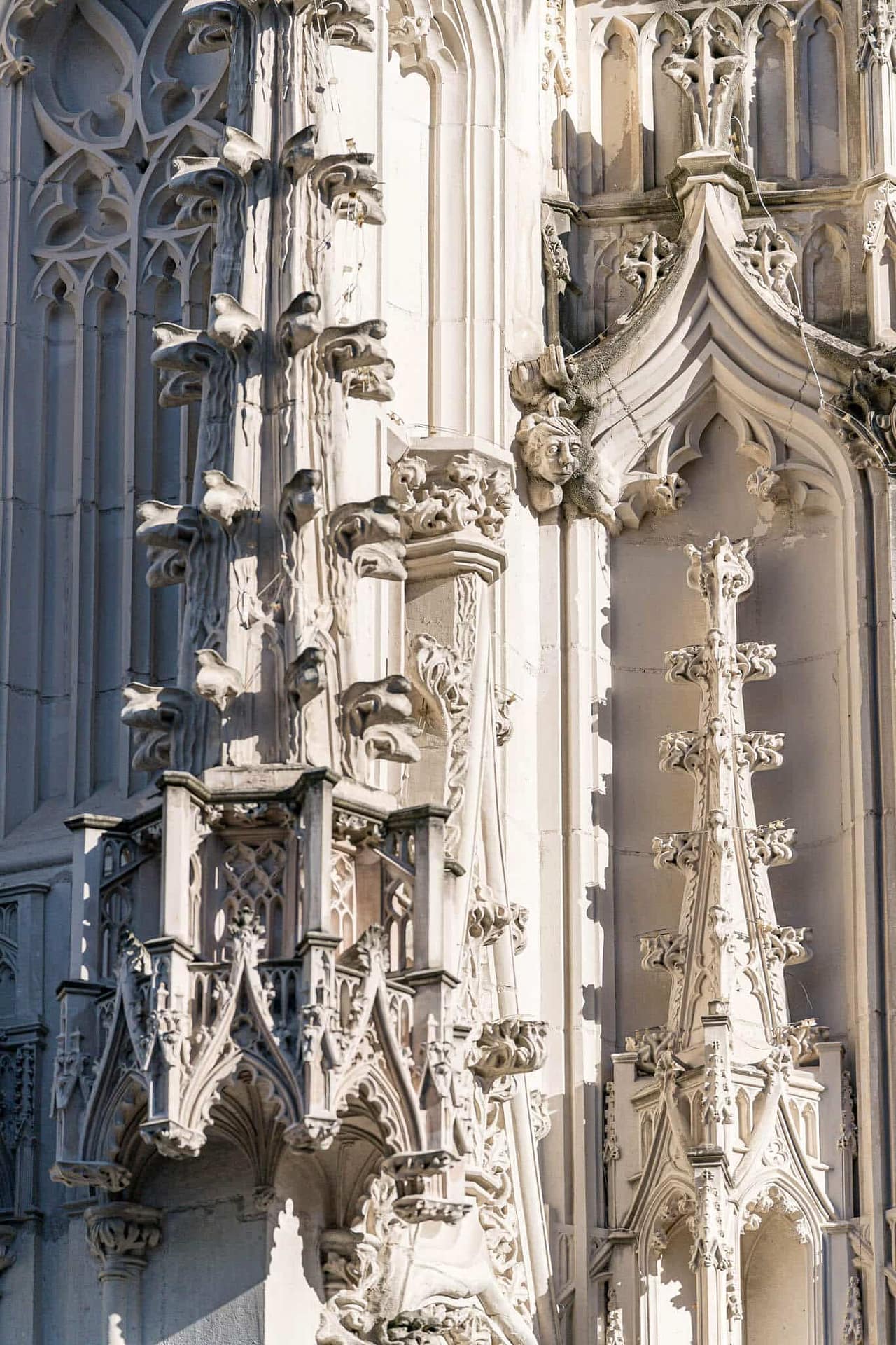 Gros plan de sculpture sur la cathédrale Saint Pierre dans le centre ville de Nantes